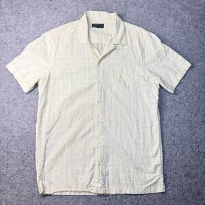 Piazza Italia Man Camp Shirt Men's S Beige Textured Button Up Casual 1650
